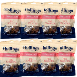 8 pouches of HOLLINGS Pig Snouts Dog Treats 120g