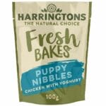 A 100g pouch of HARRINGTONS Fresh Bakes Puppy Nibbles Chicken with Yoghurt Dog Treats