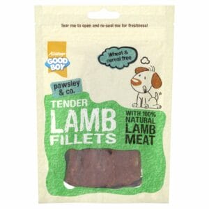 An 80g pouch of GOOD BOY Tender Lamb Fillets Dog Treats