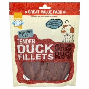 A 320g pack of GOOD BOY Duck Fillets Dog Treats
