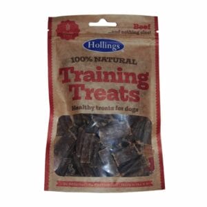 A 75g pouch of HOLLINGS 100% Natural Beef Bites Dog Training Treats