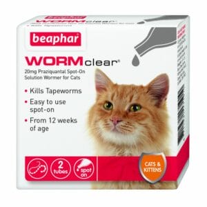 A box of BEAPHAR WORMclear Spot-On for Cats 2 Pipettes