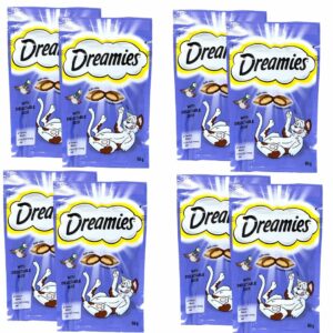 8 pouches of DREAMIES Duck Flavoured Cat Treats 60g
