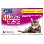 1 Box of 6 tabs of JOHNSON'S 4Fleas Tablets for Kitten & Cats