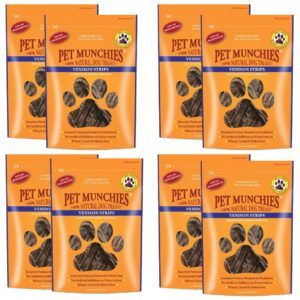 PET MUNCHIES 100% Natural Venison Strips Dog Training Treats 75g - Box of 8