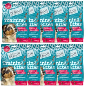 10 Bags of BURNS Training Bites Chicken & Brown Rice Dog Treats 200g