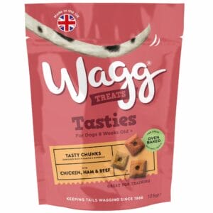 A 125g pouch of WAGG Tasty Chunks Dog Treats