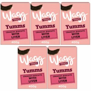 5 boxes of WAGG Yumms Crunchy Biscuit with Liver Dog Treats 400g
