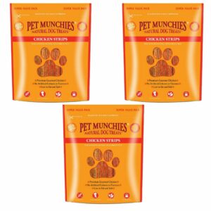 3 pouches of PET MUNCHIES Chicken Strips Dog Treats 320g