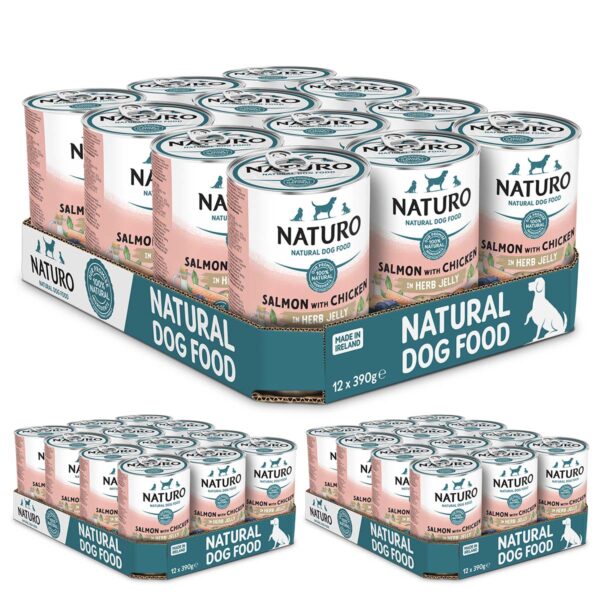 Naturo Salmon with Chicken in Jelly 390g 36 Cans 3 Boxes