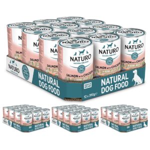 4 boxes of Naturo Salmon with Chicken in Jelly 390g 12 cans each box