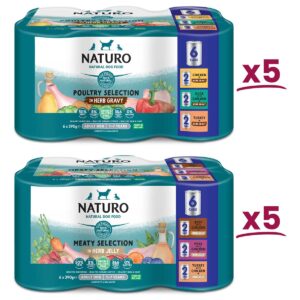 5 packs each of Naturo Poultry Selection in Herb Gravy and Meaty Selection in Herb Jelly